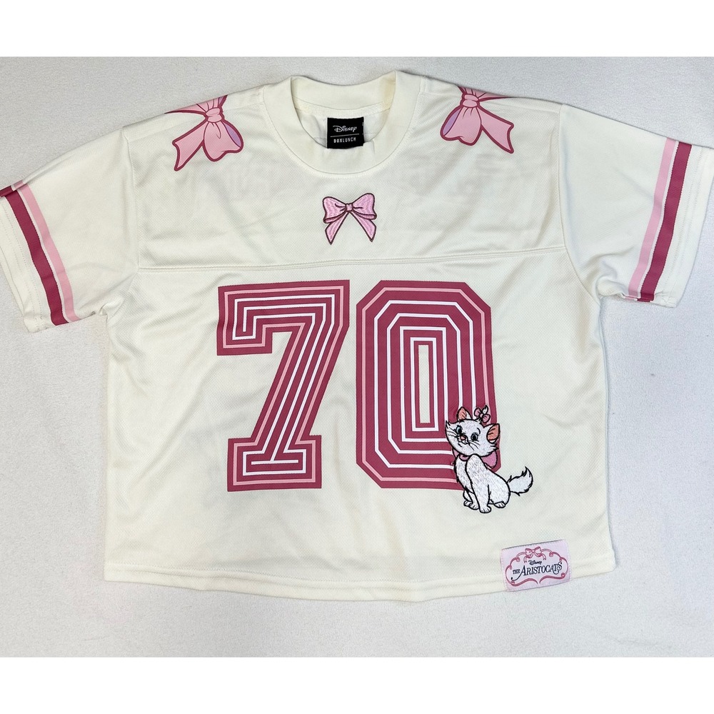 Disney BoxLunch Aristocats LADY MARIE 70 Jersey Top Cream Pink Bows Size XS